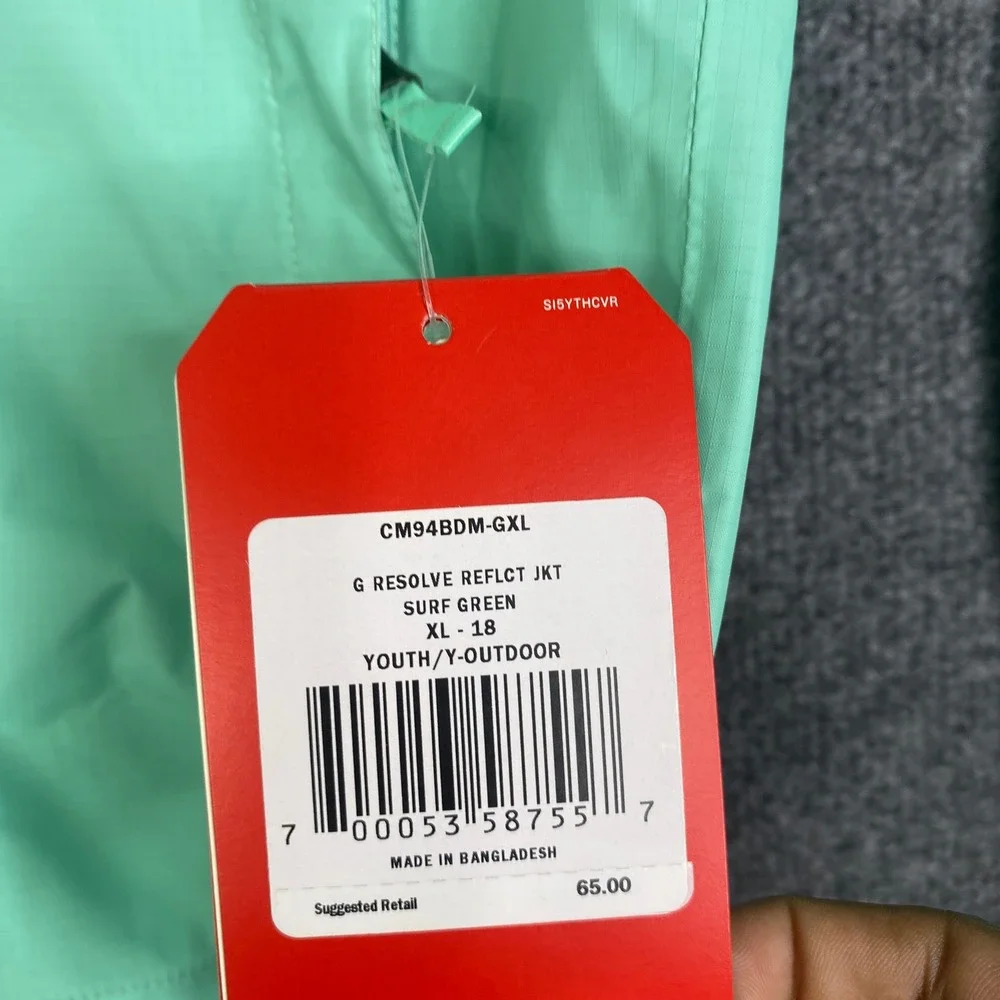 The North Face Girls Resolve Reflective Jacket Surf Green XL 18 CM94BDM-GXL